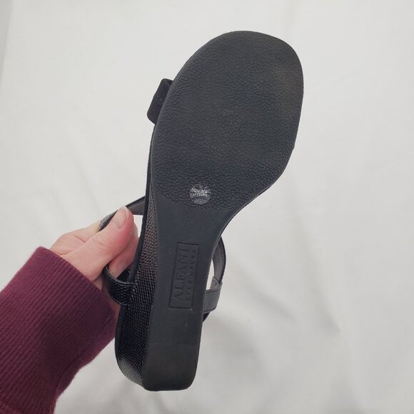 ALFANI Step N Flex Black T-Strap Wedge Sandals 5.5M - Picture 5 of 10